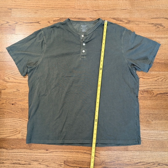 American Eagle Men's T-Shirt Short Sleeve Olive Green Henley Size XXL - Picture 6 of 8